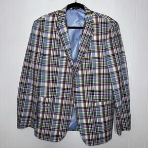 Saddlebred Men’s Plaid Blue Multi Blazer Sport Coat Size 40R